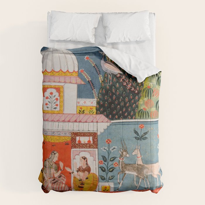 The Lonely Heroine with her Friend Indian Painted Illustration Comforter Gallery Image 6