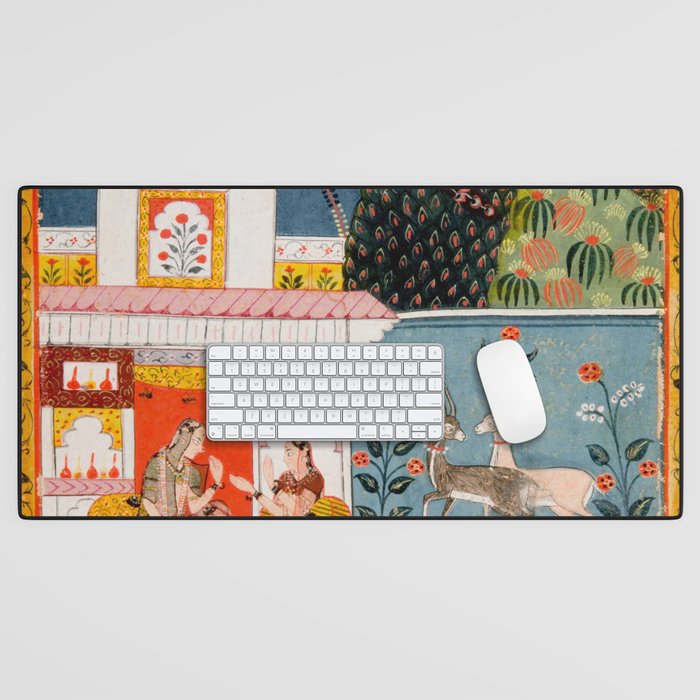 The Lonely Heroine with her Friend Indian Painted Illustration Desk Mat Gallery Image 1