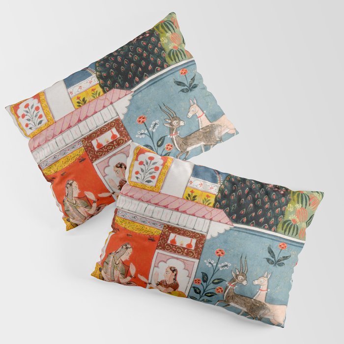 The Lonely Heroine with her Friend Indian Painted Illustration Pillow Sham Gallery Image 1