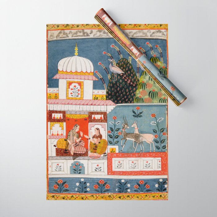 The Lonely Heroine with her Friend Indian Painted Illustration Wrapping Paper Gallery Image 1