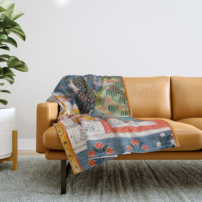 The Lonely Heroine with her Friend Indian Painted Illustration Throw Blanket Gallery Image 1