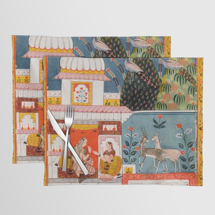 The Lonely Heroine with her Friend Indian Painted Illustration Placemat Gallery Image 1
