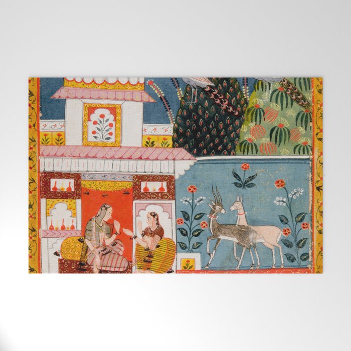 The Lonely Heroine with her Friend Indian Painted Illustration Welcome Mat Gallery Image 1