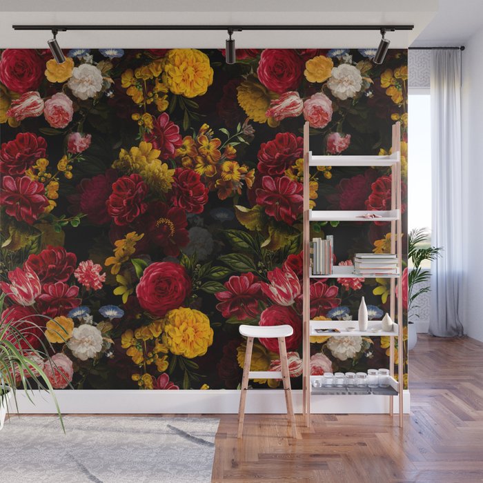 Dutch Vintage Midnight Flower Garden Wall Mural Gallery Image 1