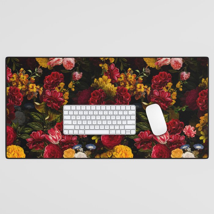 Dutch Vintage Midnight Flower Garden Desk Mat Gallery Image 1