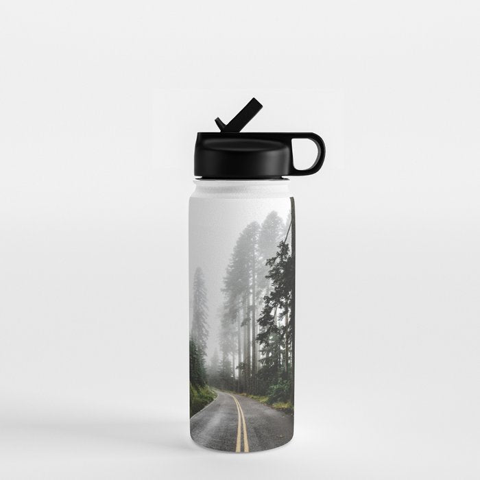 Foggy Forest Road - Pacific Northwest Travel Water Bottle Gallery Image 1