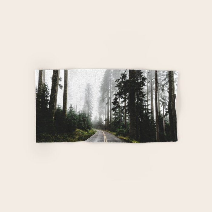 Foggy Forest Road - Pacific Northwest Travel Bath Towel Gallery Image 1