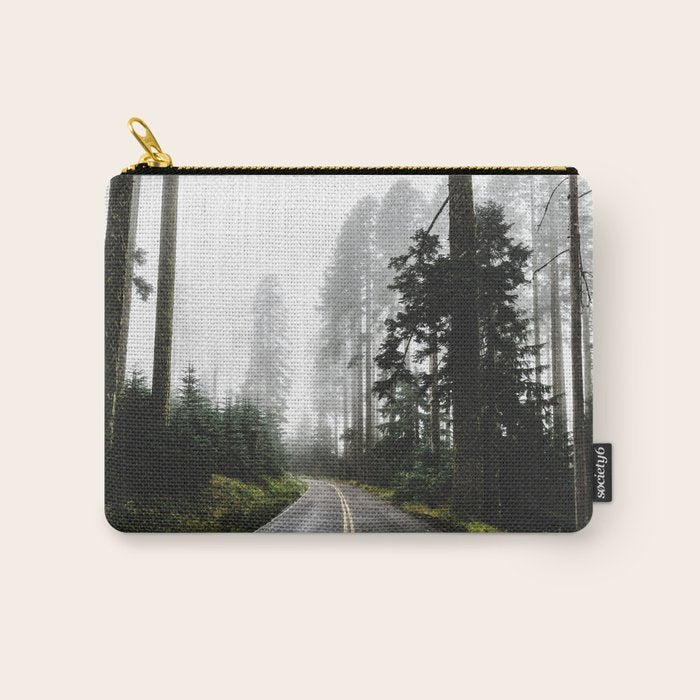 Foggy Forest Road - Pacific Northwest Travel Carry All Pouch Gallery Image 1
