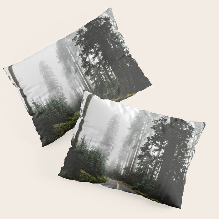 Foggy Forest Road - Pacific Northwest Travel Pillow Sham Gallery Image 3