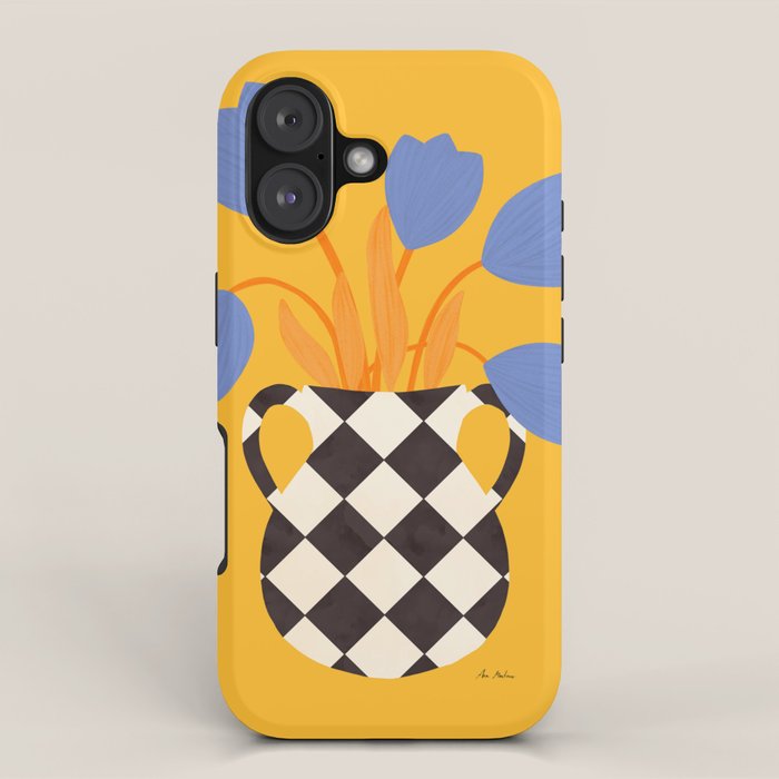 Tulips and vase of squares and diamonds iPhone Case Gallery Image 1