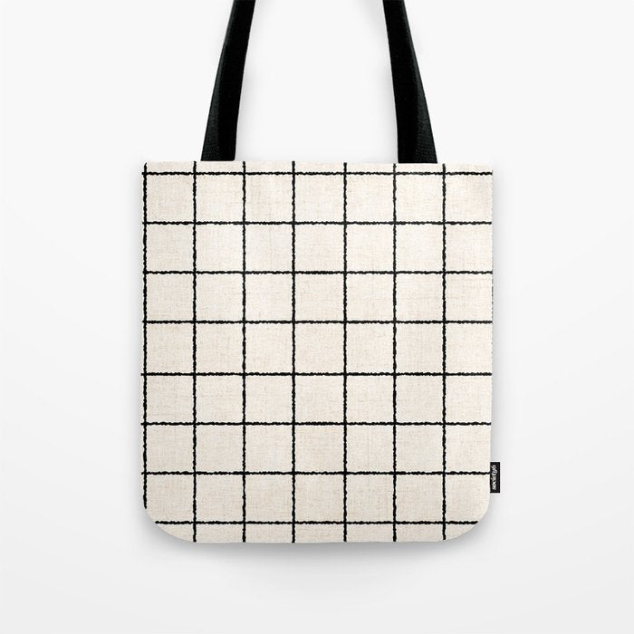 LINEN GRID Tote Bag Gallery Image 1