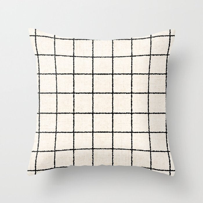LINEN GRID Throw Pillow Gallery Image 6