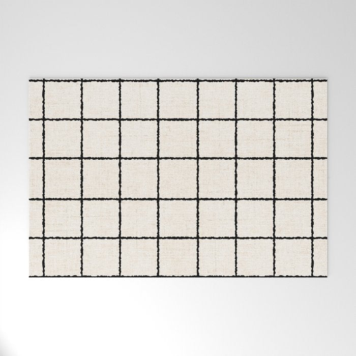 LINEN GRID Welcome Mat Gallery Image 1