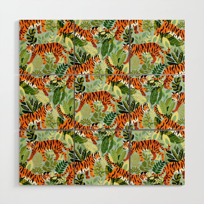 Bright Bengal Tiger Jungle Wood Wall Art Gallery Image 1