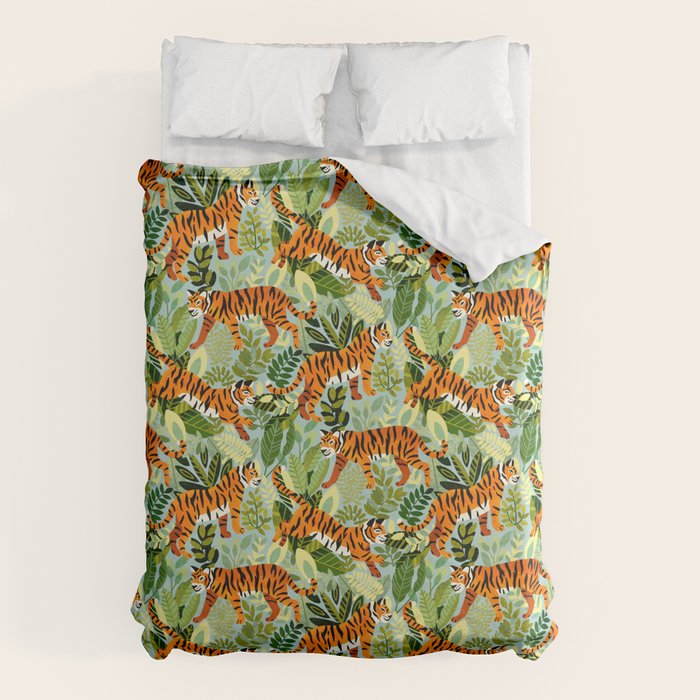 Bright Bengal Tiger Jungle Duvet Cover