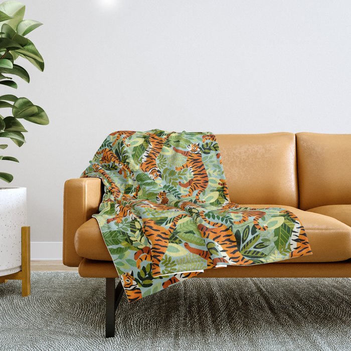 Bright Bengal Tiger Jungle Throw Blanket Gallery Image 1