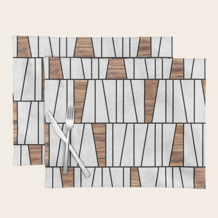 Mid-Century Modern Pattern No.4 - Concrete and Wood Placemat Gallery Image 1