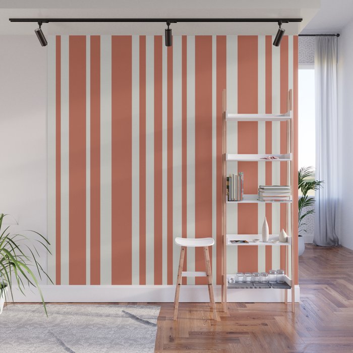 Classic Stripes XLVII - Brick Red Wall Mural Gallery Image 1