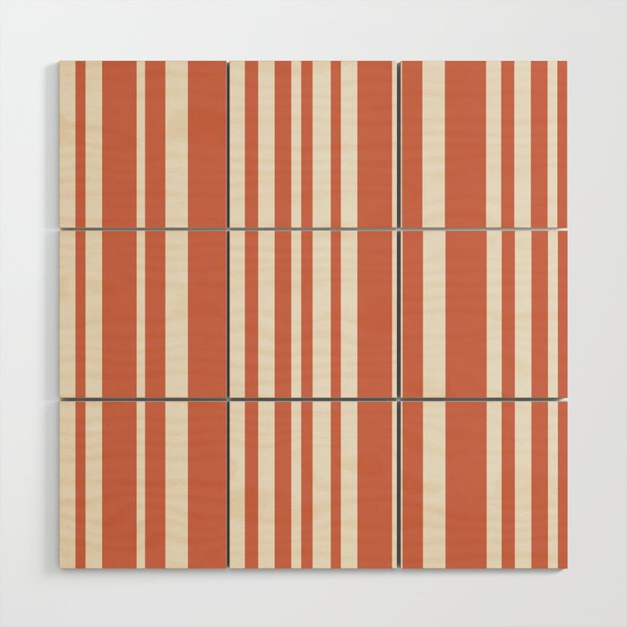 Classic Stripes XLVII - Brick Red Wood Wall Art Gallery Image 1