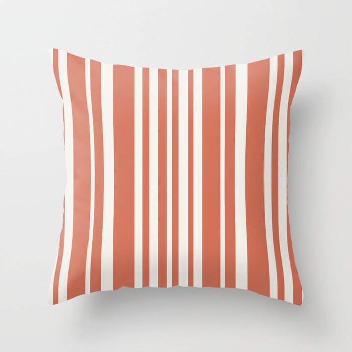 Classic Stripes XLVII - Brick Red Throw Pillow Gallery Image 1