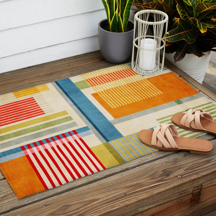 Colorful Geometric Modern Design Art I Outdoor Rug Gallery Image 2