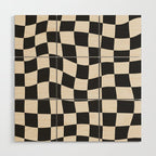 Black and White Wavy Checkered Pattern Wood Wall Art Gallery Image 1