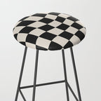 Black and White Wavy Checkered Pattern Stool Gallery Image 2