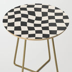 Black and White Wavy Checkered Pattern Side Table Gallery Image 2