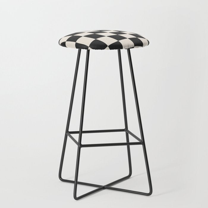 Black and White Wavy Checkered Pattern Stool Gallery Image 1