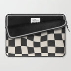 Black and White Wavy Checkered Pattern Laptop Sleeve Gallery Image 2