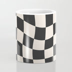 Black and White Wavy Checkered Pattern Coffee Mug Gallery Image 4