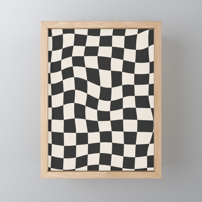 Black and White Wavy Checkered Pattern Mini Art Print Gallery Image 1