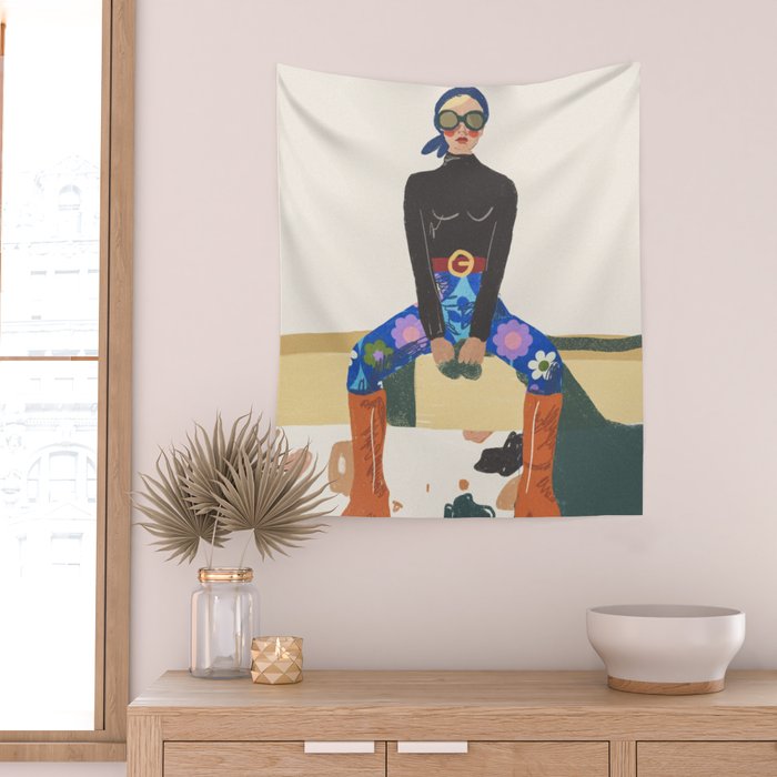 Retro Girl Wall Tapestry Gallery Image 2