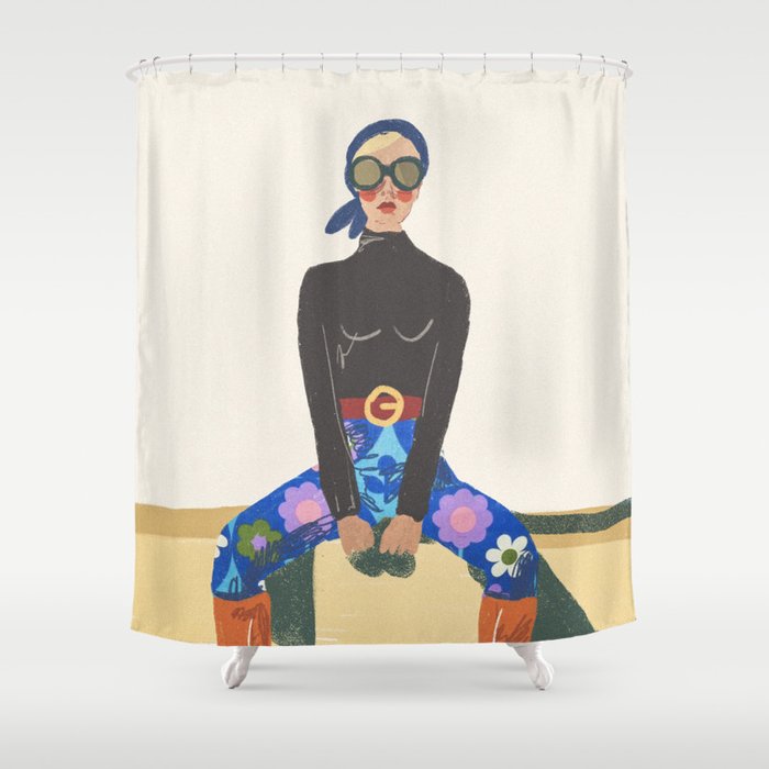 Retro Girl Shower Curtain Gallery Image 1