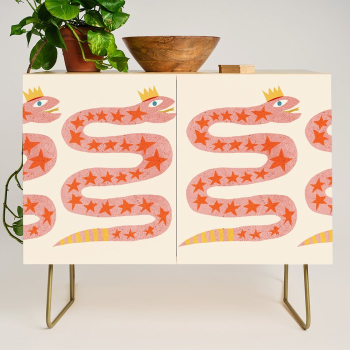 Abstraction_LITTLE_KING_COBRA_SNAKE_CUTE_ADORABLE_POP_ART_0916A Credenza Gallery Image 1