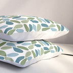 Retro Mid Century Modern Abstract Leaf Pattern Teal Blue Dill Green Pillow Sham Gallery Image 3