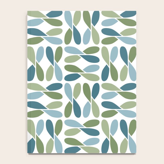 Retro Mid Century Modern Abstract Leaf Pattern Teal Blue Dill Green Notebook Gallery Image 4