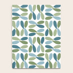 Retro Mid Century Modern Abstract Leaf Pattern Teal Blue Dill Green Notebook Gallery Image 4