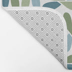 Retro Mid Century Modern Abstract Leaf Pattern Teal Blue Dill Green Bath Mat Gallery Image 2