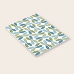 Retro Mid Century Modern Abstract Leaf Pattern Teal Blue Dill Green Notebook Gallery Image 3