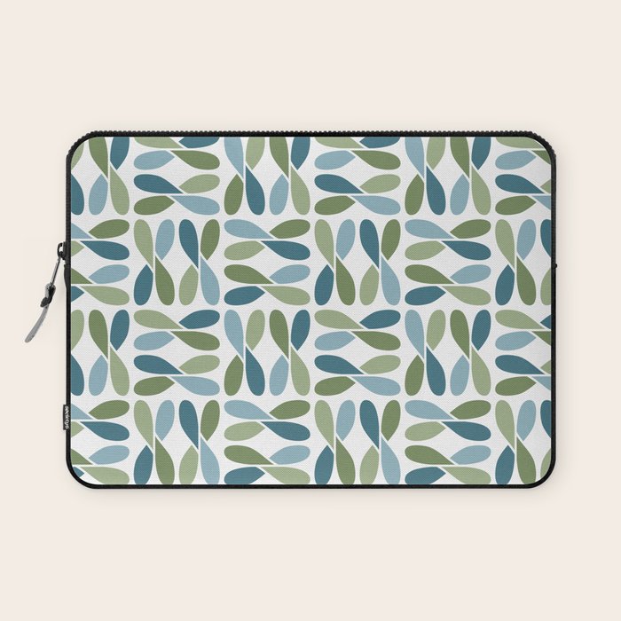 Retro Mid Century Modern Abstract Leaf Pattern Teal Blue Dill Green Laptop Sleeve Gallery Image 1