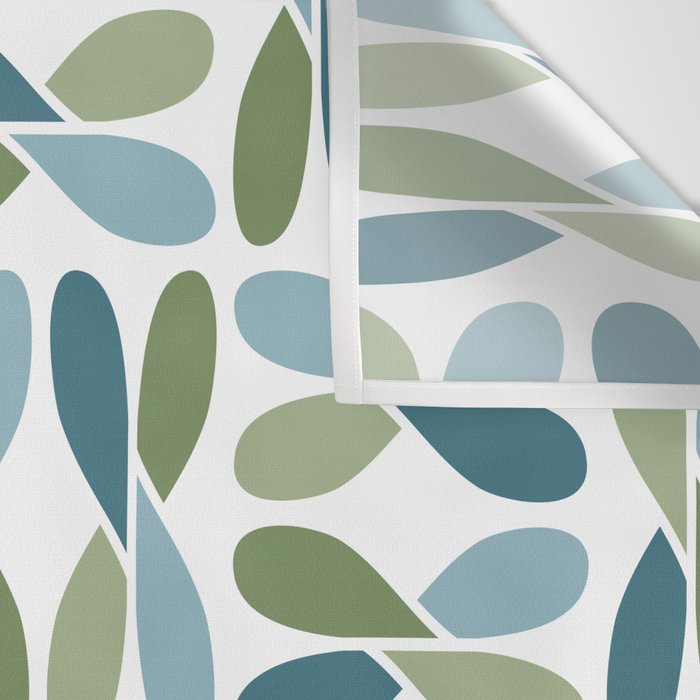 Retro Mid Century Modern Abstract Leaf Pattern Teal Blue Dill Green Wall Tapestry Gallery Image 3