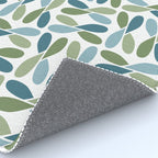 Retro Mid Century Modern Abstract Leaf Pattern Teal Blue Dill Green Rug Gallery Image 4