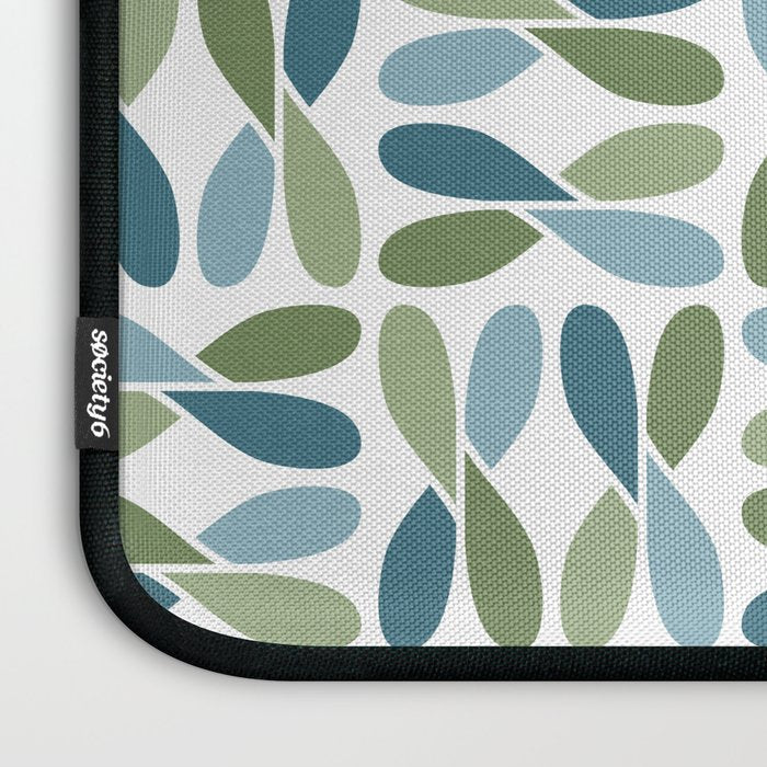 Retro Mid Century Modern Abstract Leaf Pattern Teal Blue Dill Green Laptop Sleeve Gallery Image 3