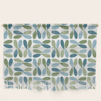 Retro Mid Century Modern Abstract Leaf Pattern Teal Blue Dill Green Wall Hanging Gallery Image 1