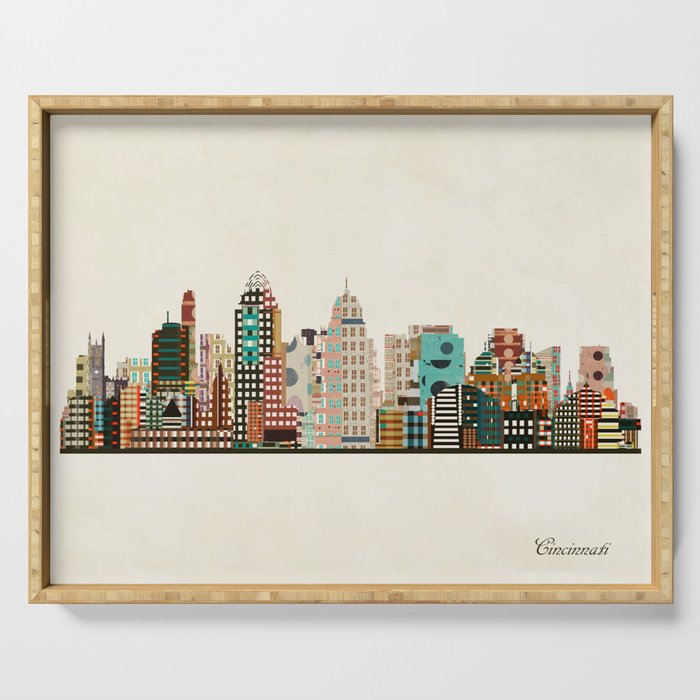 cincinnati ohio skyline Serving Tray Gallery Image 1