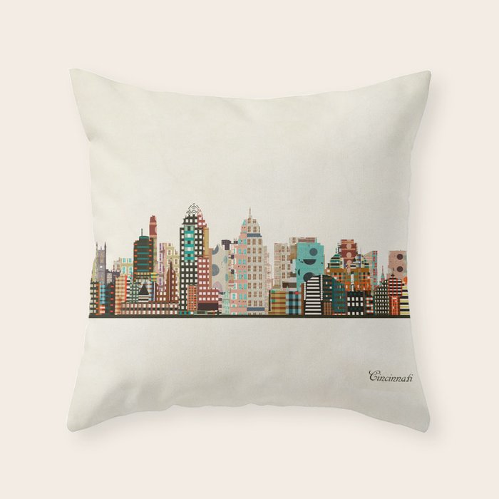 cincinnati ohio skyline Throw Pillow Gallery Image 6