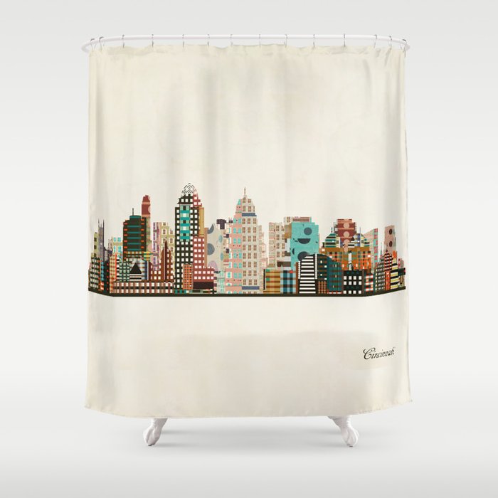 cincinnati ohio skyline Shower Curtain Gallery Image 1