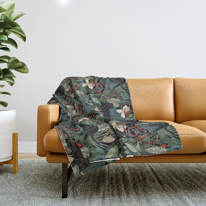 Tropical Black Panther Throw Blanket Gallery Image 1