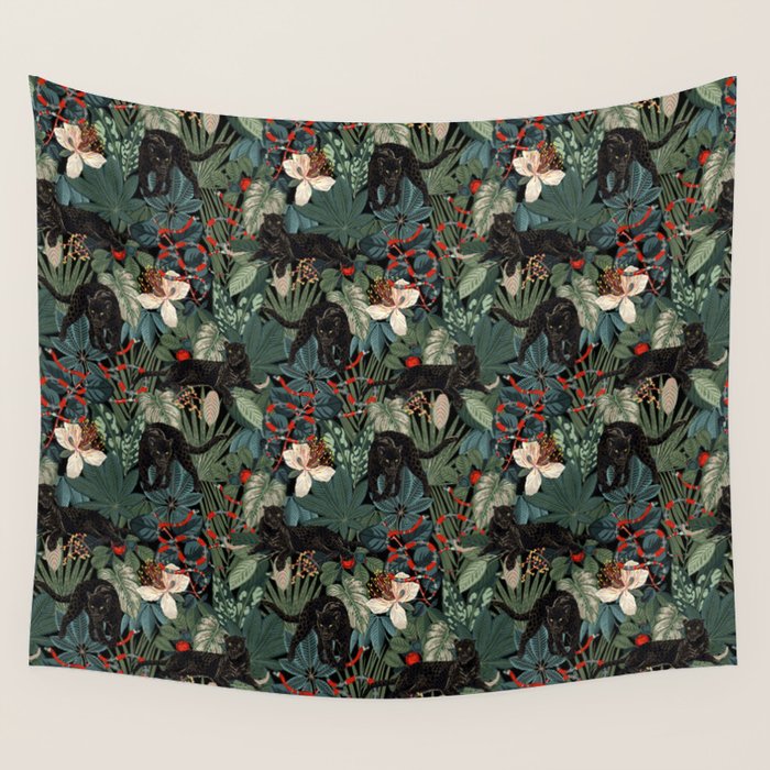Tropical Black Panther Wall Tapestry Gallery Image 4